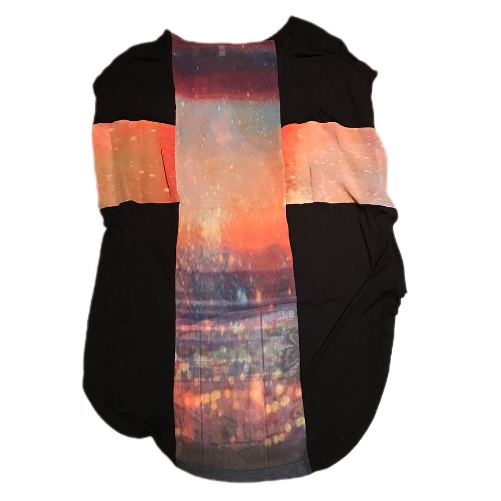 New Asos Galaxy print sheer back cross pint top
